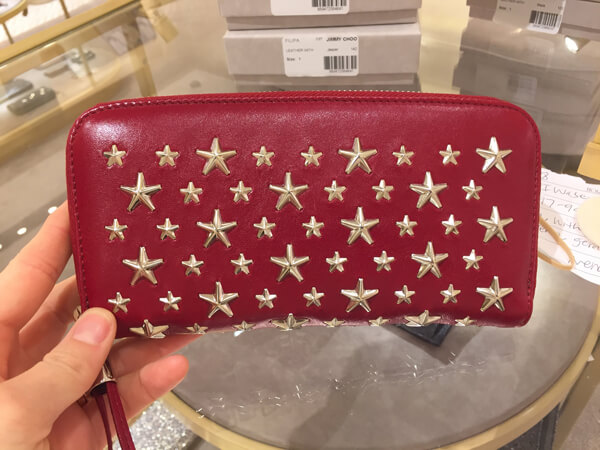 セール！ジミーチュウコピー Jimmy Choo スタッズ長財布♪レッドカラー